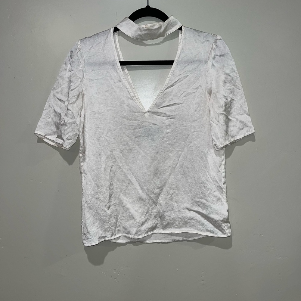 Paige Cateline Choker White Silk Blouse Women's Size Small
